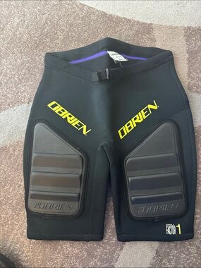 OBrien Neoprene Water Sports Shorts - Black with Yellow Logos